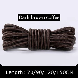 Stylish Double-Color Striped Round Shoelaces for Outdoor and Leisure Activities - Available in 18 Colors (Dark brown coffee)