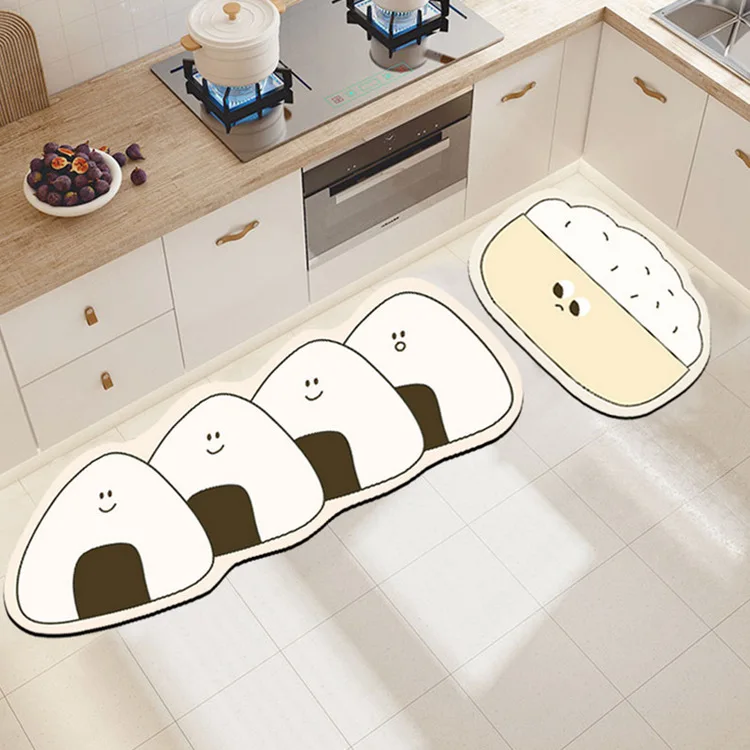 

Cartoon toast dog crystal velvet kitchen mat, 3D printed carpet, floor mat, entrance bedroom, bedside blanket carpet rug