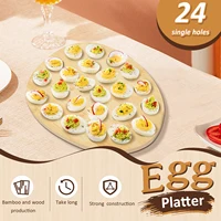 Wood Deviled Egg Tray 24 Holes Deviled Egg Platter Reusable Wood Egg Holder Deviled Egg Plate Elegant Deviled Egg Serving Tray 2