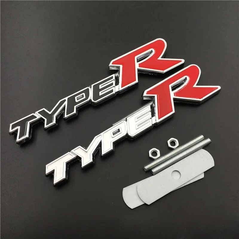 

3D Metal Type R Logo Letter Car Front Grill Emblem For Honda Civic CRV HRV Accord Fit Fk8 Typer Type R Badge Sticker Accessories