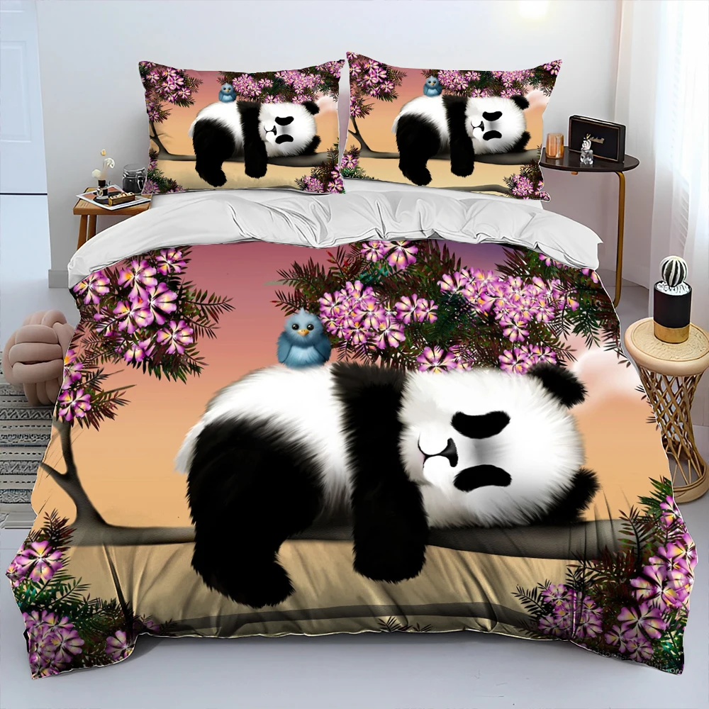 

3D Cartoon Cute Panda Comforter Bedding Set,Duvet Cover Bed Set Quilt Cover Pillowcase,King Queen Size Bedding Set Adult Child