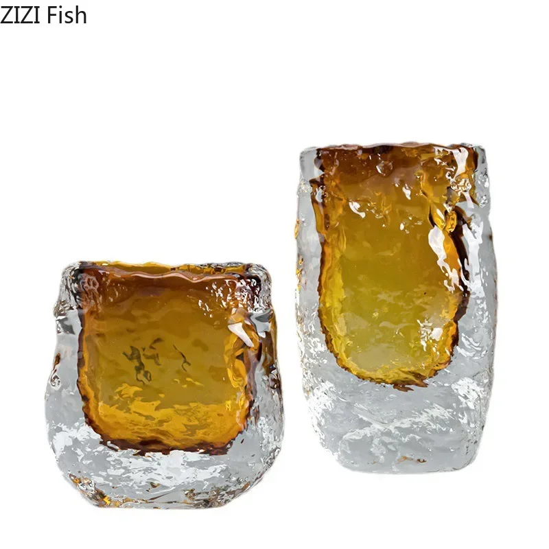 Transparent Amber Wrinkle Glass Vase Hydroponics Floral Vases Desk Decoration Artificial Flowers Decorative Flower Arrangement 5