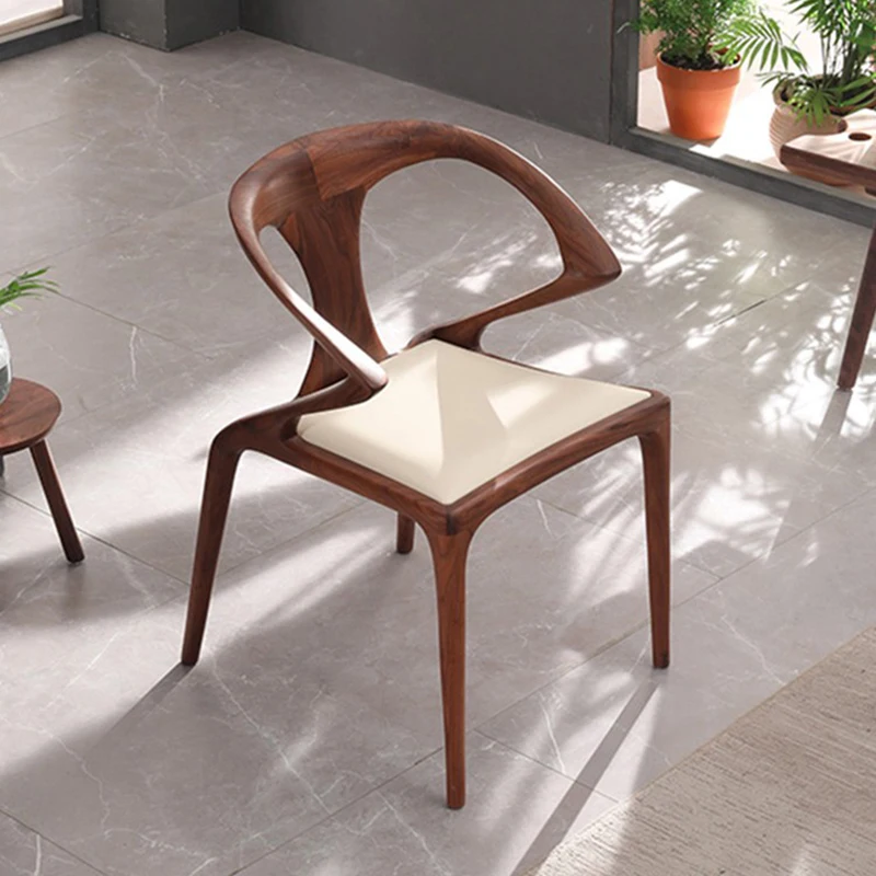 

Leather Mobile Dining Chairs Vintage Design Kitchen Wooden Dining Chairs Modern Luxury Nordic Cadeiras Dining Room Furniture