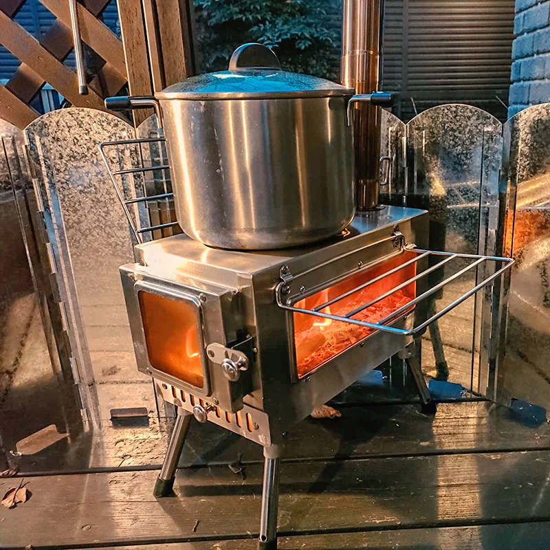 Stainless steel Folding Portable Camping Tent Stove Firewood Water Heater  Wood Stove for Cooking - AliExpress