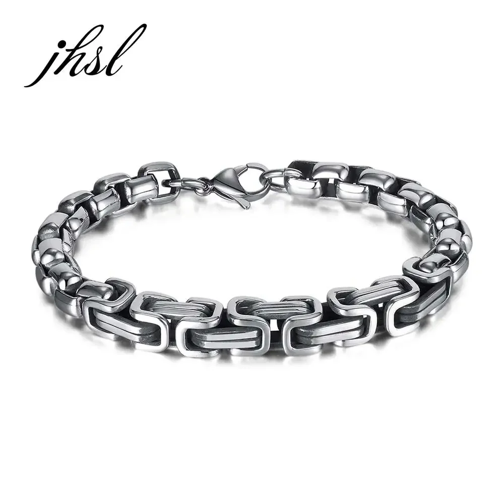 

JHSL Male Men Statement Twisted Link Chain Bracelets Bangles Stainless Steel Boyfriend Father Gift Fashion Jewelry Dropship