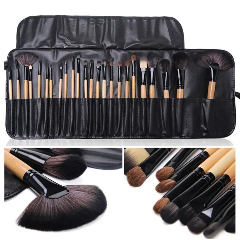 Ensembles de pinceaux de maquillage professionnels, kit cadeau de 24 pièces, accessoire pour application de poudre à sourcils, de fond de teint, de fard à paupières