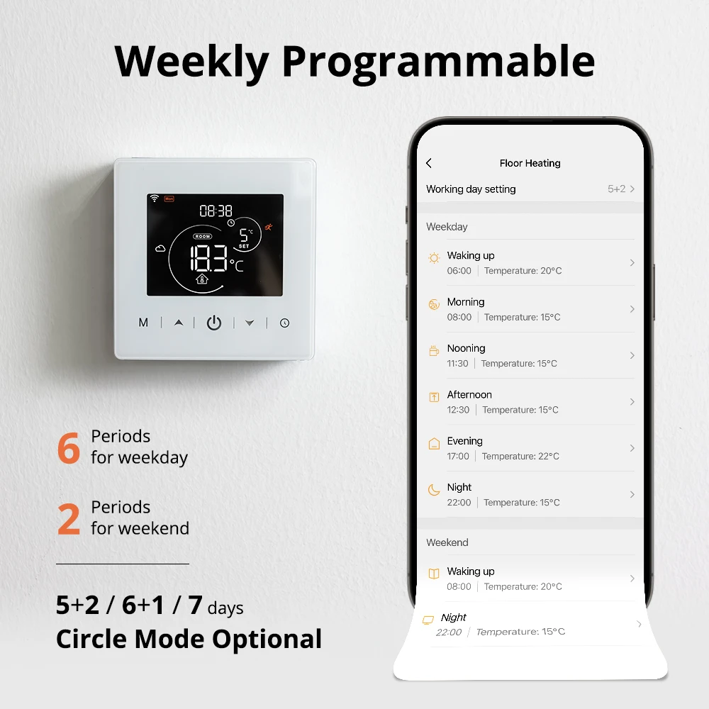 Tuya WiFi Heating Thermostat Smart Home Battery Powered Temperature Controller For Gas Boiler Work With Alice Alexa Google Home