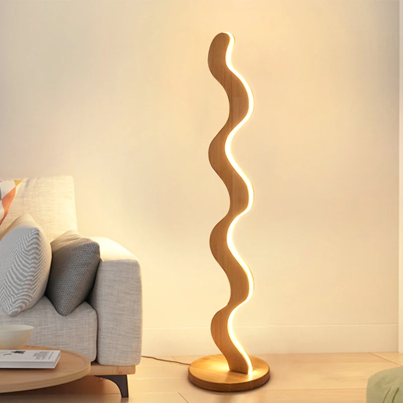 

Floor lamp simple modern bedroom creative personality line sense living room sofa next to decorative log LED floor lamp