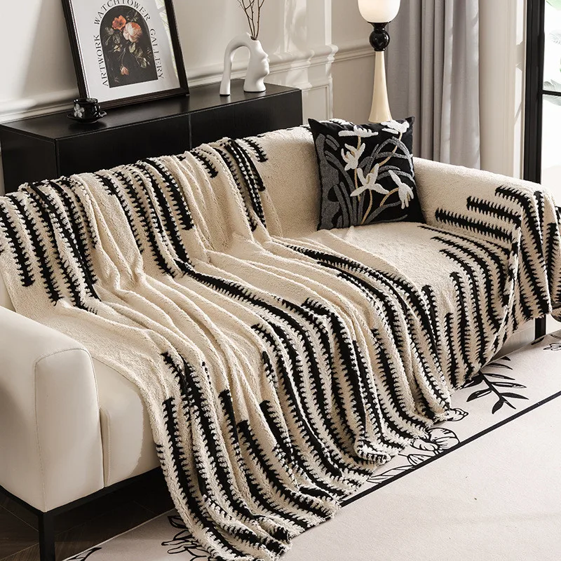 Simple Fashion Sofa Towel Mat Thicken Plush Non-slip All-inclusive Corner Seat Cover Winter Warm Couch Cushion for Living Room 2
