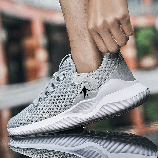 Men Sneakers Lightwhite Breathable Running Shoes for Men Mesh Summer Lace-Up Outdoor Walking Shoe Zapatillas De Deporte 4
