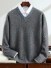 New Men's Sweater High-quality 100% Goat Cashmere V-Neck Pullovers Autumn Winter Thick Youth Jumper Men Large Size Knitwear Tops 2