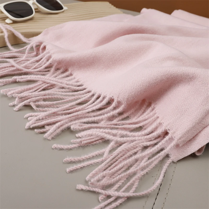 2023 Winter Frauen Schals Lange Warme Gradienten Imitation Kaschmir Hijab Solide Dame Schal Wrap Weibliche Pashmina Bandana Kopf Schal – Detail 26