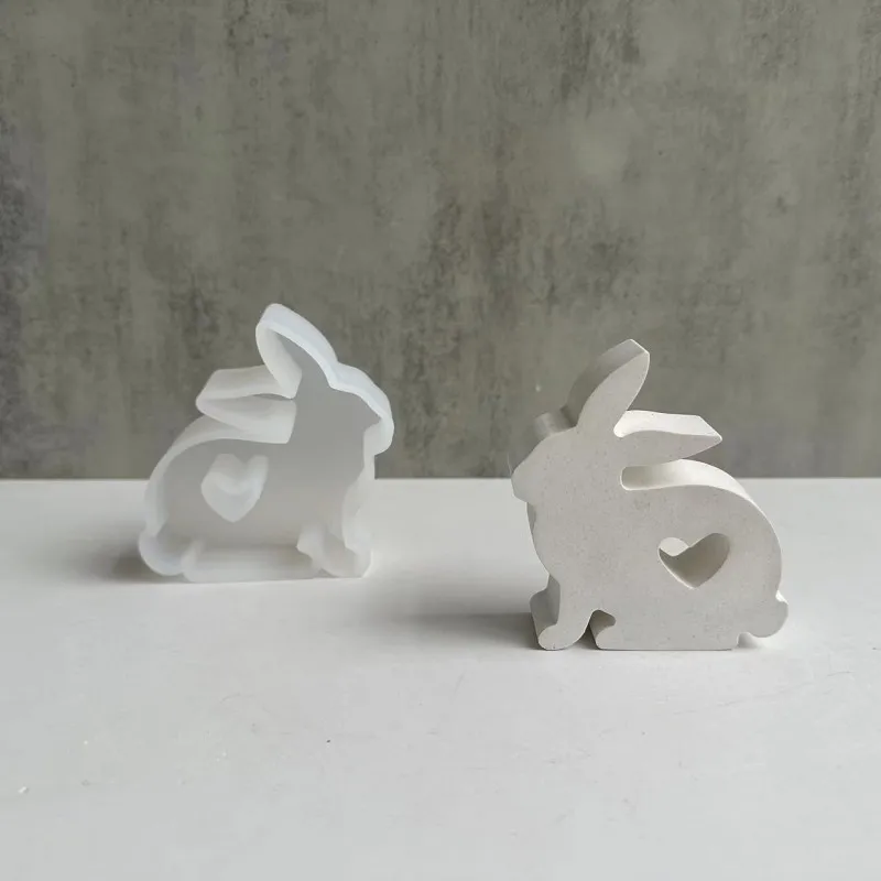 

3D Heart Rabbit Candle Silicone Mold DIY Bunny Shape Aromatherapy Handmade Soap Gypsum Molds Crafts Decoration Epoxy Resin Mould
