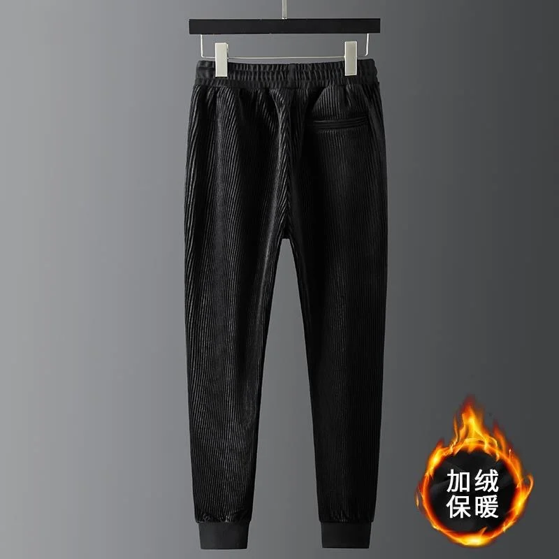 end brand designer High new flannel men's large casual trend bee embroidery autumn and winter thickened pants