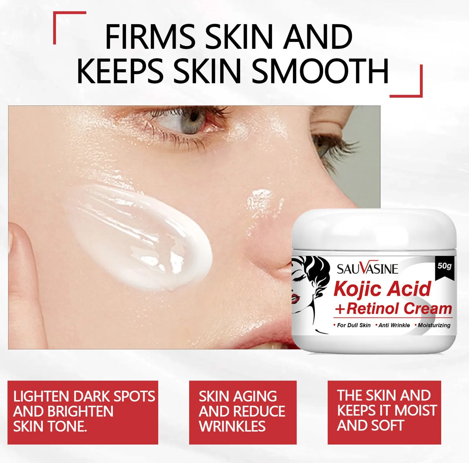 New Natural Kojic Acid Cream Skin Care Restores Youthful Skin Hot products popular choice Showing Charm Gifts For Friends