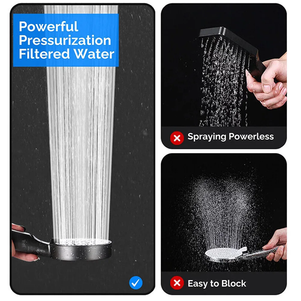 

Handset Shower Head Durable Fixed Support Hand Hold Handheld High Pressure Rain Bath Round Water Saving Brand New