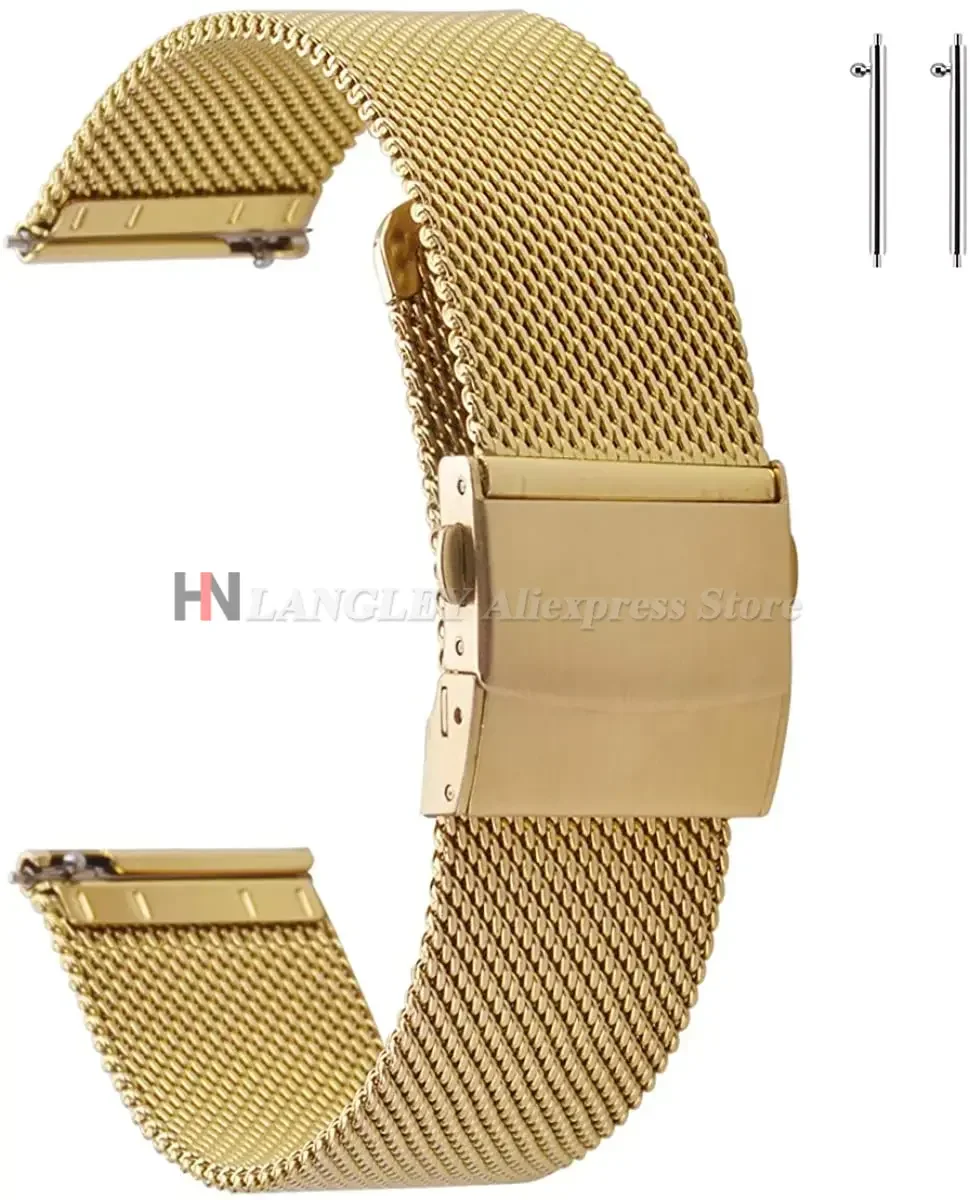 Elegant Stainless Steel Milanese Loop Mesh Watch Strap with Quick Release - Various Sizes Available