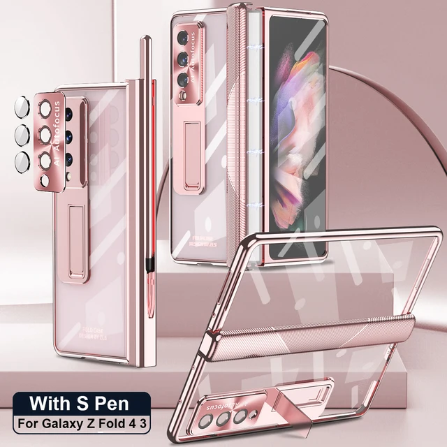 With Pen Plating Clear Magnetic Case for Samsung Galaxy Z Fold