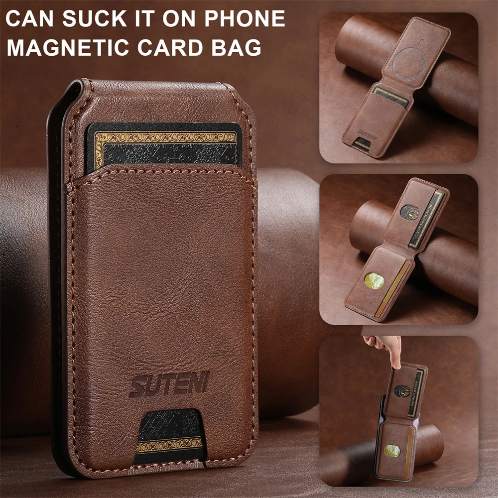 Elegant Magnetic Leather Wallet with Flip Slot Card Holder