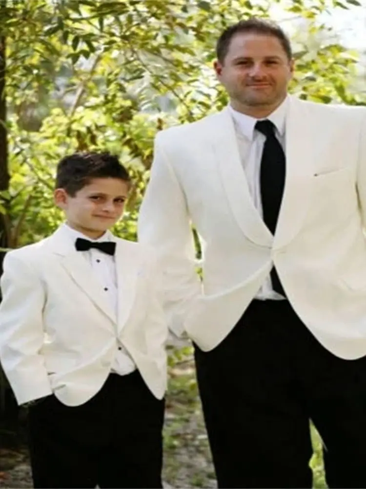 

Children's Suit White Outfit Single Breasted Wedding Formal Elegant Blazer Pants Customized Baby Infant Suit Boy Costome New