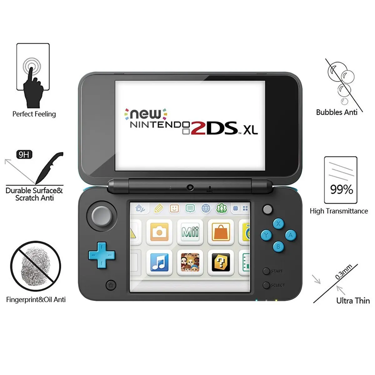 Tempered Glass Screen Protector for Nintendo 2DS XL