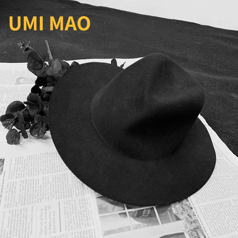 

UMI MAO Yamamoto Dark Design Mysterious Wool Woolen Hat Topper Korean Fashion Matching Hat Unisex Hats Caps Men Women Y2K