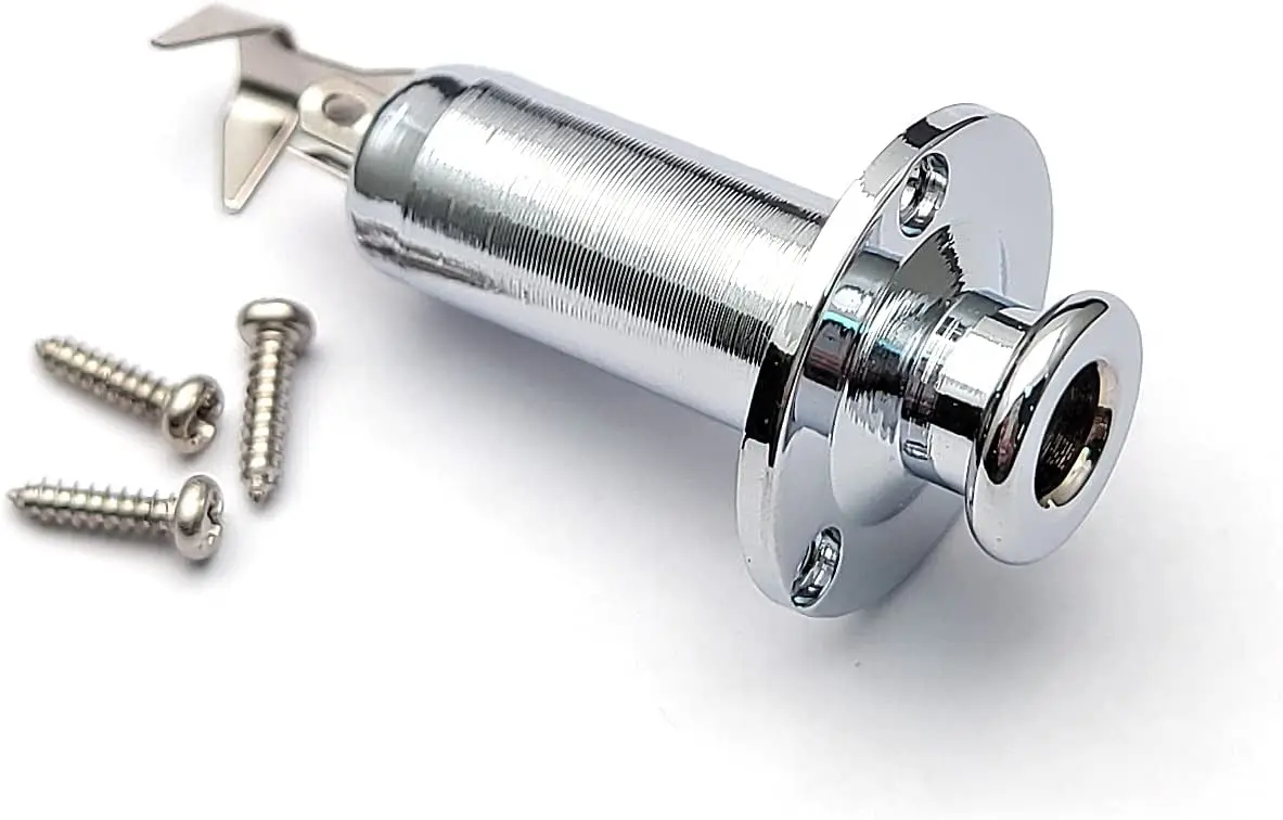 6.35mm Chrome Mono End Pin Jack Acoustic Electric Guitar Bass Endpin Output Jack Strap Button Jack Socket Guitar Accessories