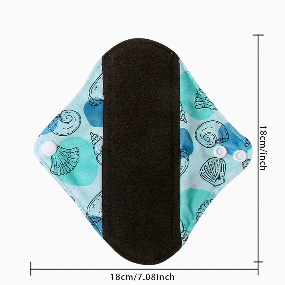 BIAI 5PCS Bamboo Breathable Sanitary Napkins Reusable Charcoal Menstrual Pads Washable Care Mat For Women Panty Liner 18*18CM sanitary pads