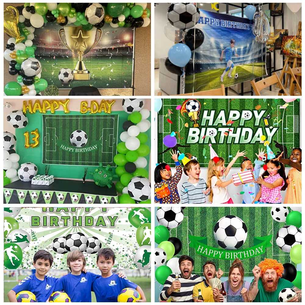 Photo Backdrop Football Birthday Backdrop Soccer Field Stadium Grassland Baby Boy Portrait Photo Background Cake Table Banner Photography Props