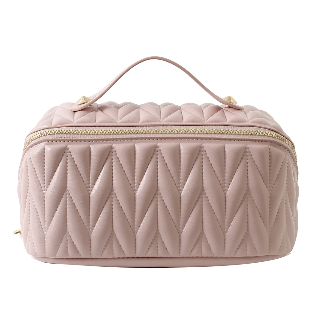 PU 화장품 보관 가방 여성용 다기능 세면 용품 정리함 가방, 대용량 경량 지퍼 포함, 여름 여행