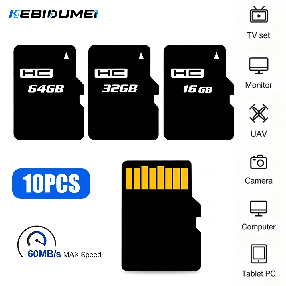 KEBIDUMEI 10개입 64GB 메모리 카드 TF 카드 32GB 16GB 고속..