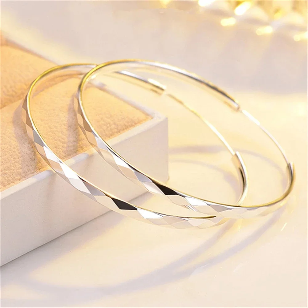 

New 925 Sterling Silver Diameter 5CM Large Circle Hoop Earrings for Women Original Designer Fashion Party Wedding Jewelry Gifts