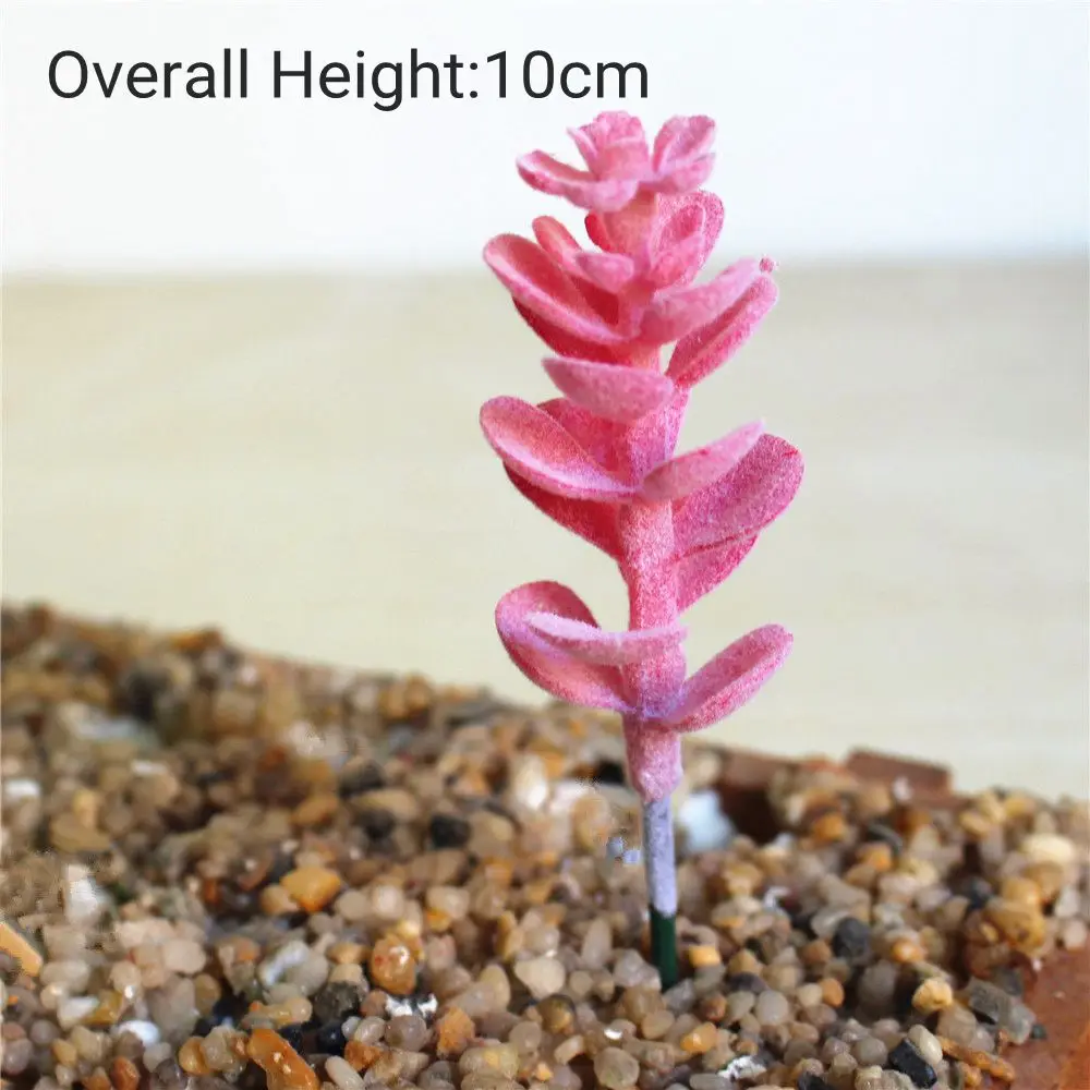 Mini Artificial Red Flocking Succulent Plant for Home and Office Decor