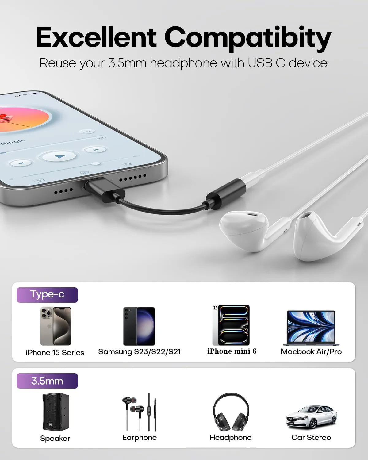 Premium USB Type-C to 3.5mm Audio Adapter Cable