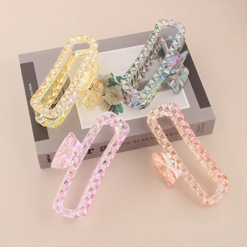

New Lingge 13CM Oversized Shark Clip Gradient Candy Color Hollow Clip Clip Female High-end Korean Style Hairstyle