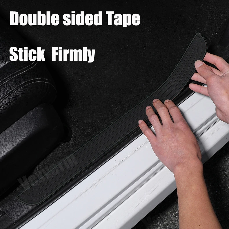 Car Door Plate Protector Stickers Rubber Durable Sill Scuff Cover Anti Scratch Decal Door Plate Protector 4pcs, car door threshold sticker