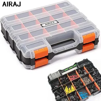 AIRAJ Small Parts 정리함 34-Compartments Double Side Parts 정리함 함께 Removable Dividers 용 Hardware Screws Bolts Nails