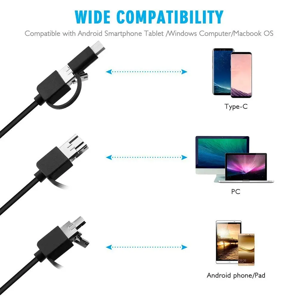 USB Industrial Endoscope 6 LED Lights 5.5mm Probe IP67 Waterproof Pipe Inspection Camera for Measuring Pipes Underwater Viewing 4