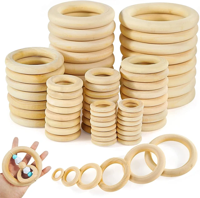 Unfinished Solid Wooden Rings 10-100MMNatural Wood Beads For JewelryMaking  DIY Handmade Accessories Crafts Wood Hoops