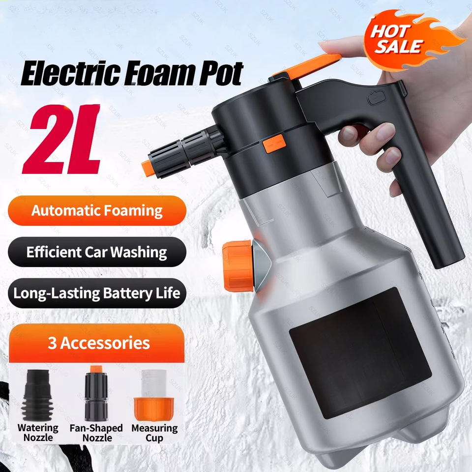 2L Electric foam spray, hand-held snowflake foam nozzle, car cleaning spray, cleaning accessories, high-pressure car wash gun.