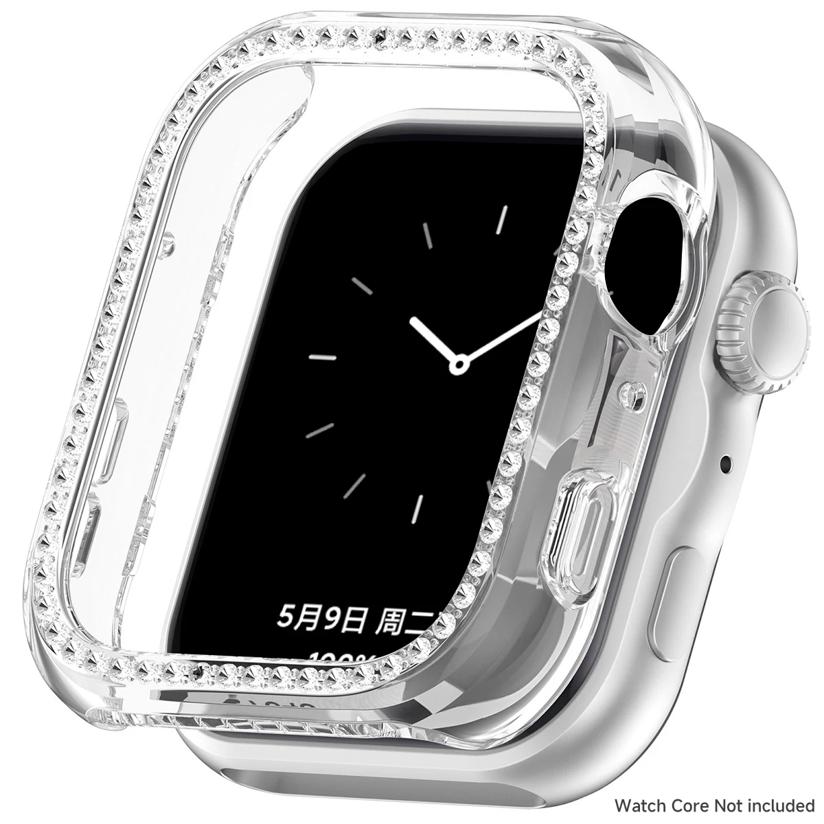 Elegant Diamond Hollow Protective Case for Smartwatch - Women's Bling Cover with Hard Shell Bumper Frame