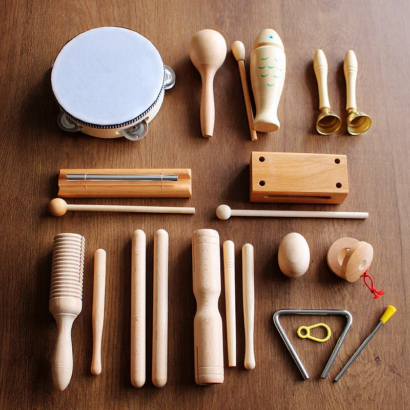 Kids Musical Instrument Toys Montessori 100% Natural Wooden Log Color Percussion Game Parish Learning Preschool Educational Toys 3