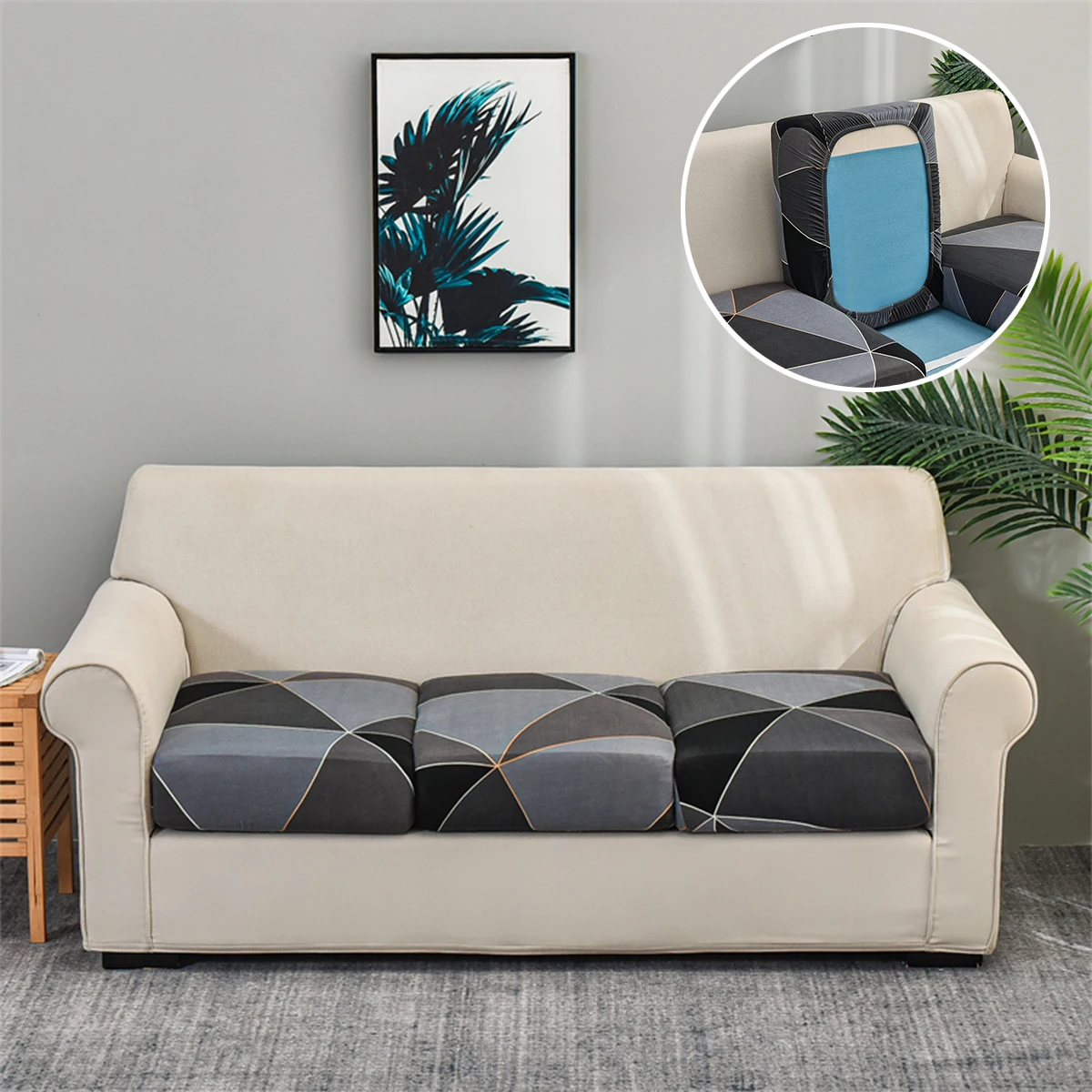 

Geometry Art Sofa Seat Cover L Shape Section Corner Sofa Seat Cushion Cover Furniture Protector Polyester Home Decor