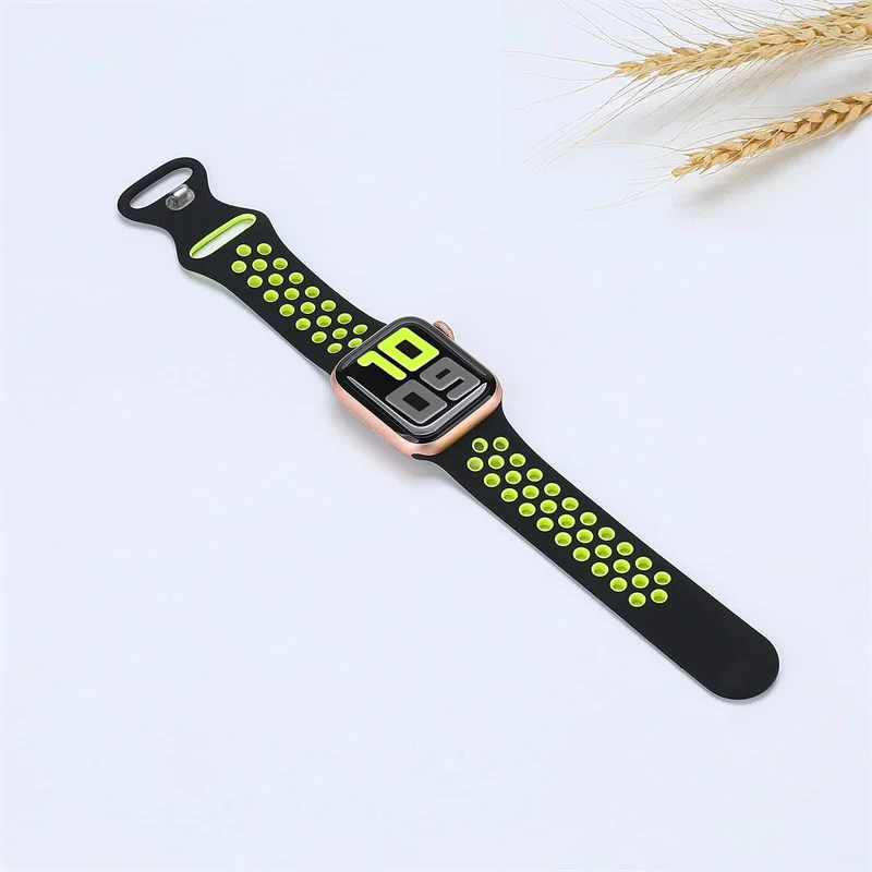 Sport Strap for Apple Watch Band 44mm 40mm 42-38-41mm 45 mm Air-hole Silicone Bracelet iWatch Series 9/8/7 6 SE 5 Ultra 2 49mm