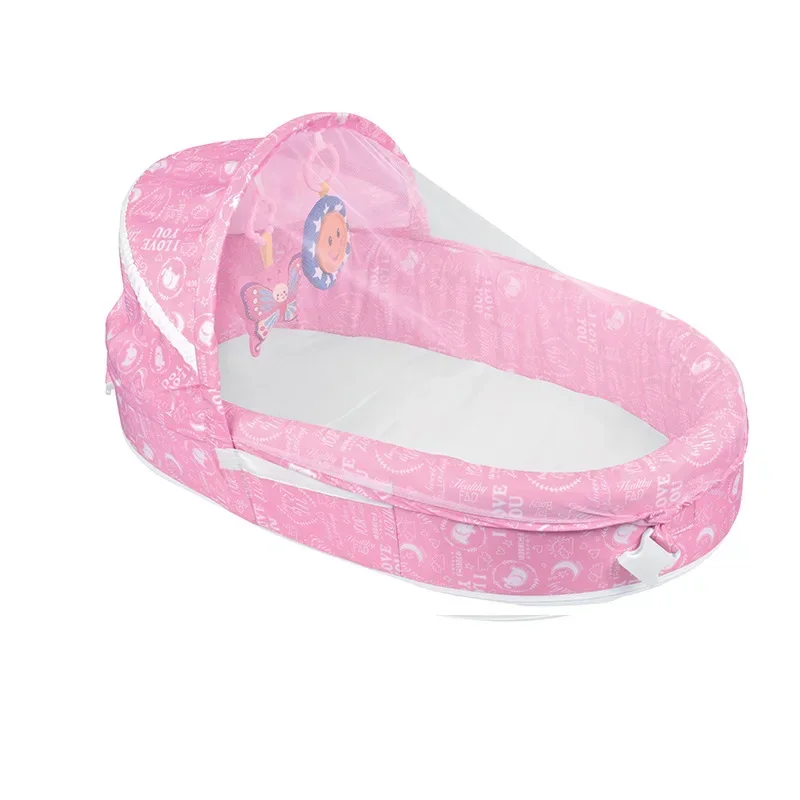 سرير أطفال محمول متعدد الوظائف مع مهد شبكي للبعوض لحديثي الولادة في الهواء الطلق سرير صغير قابل للإزالة للطفل