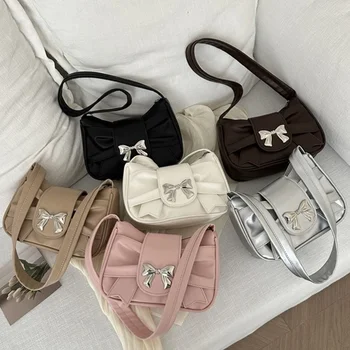 Borsa a tracolla con fiocco alla moda Borsa alla moda in stile coreano Y2K Borsa sotto le ascelle dolce e casual Borse per pendolarismo quotidiano Versatile pochette da donna in PU