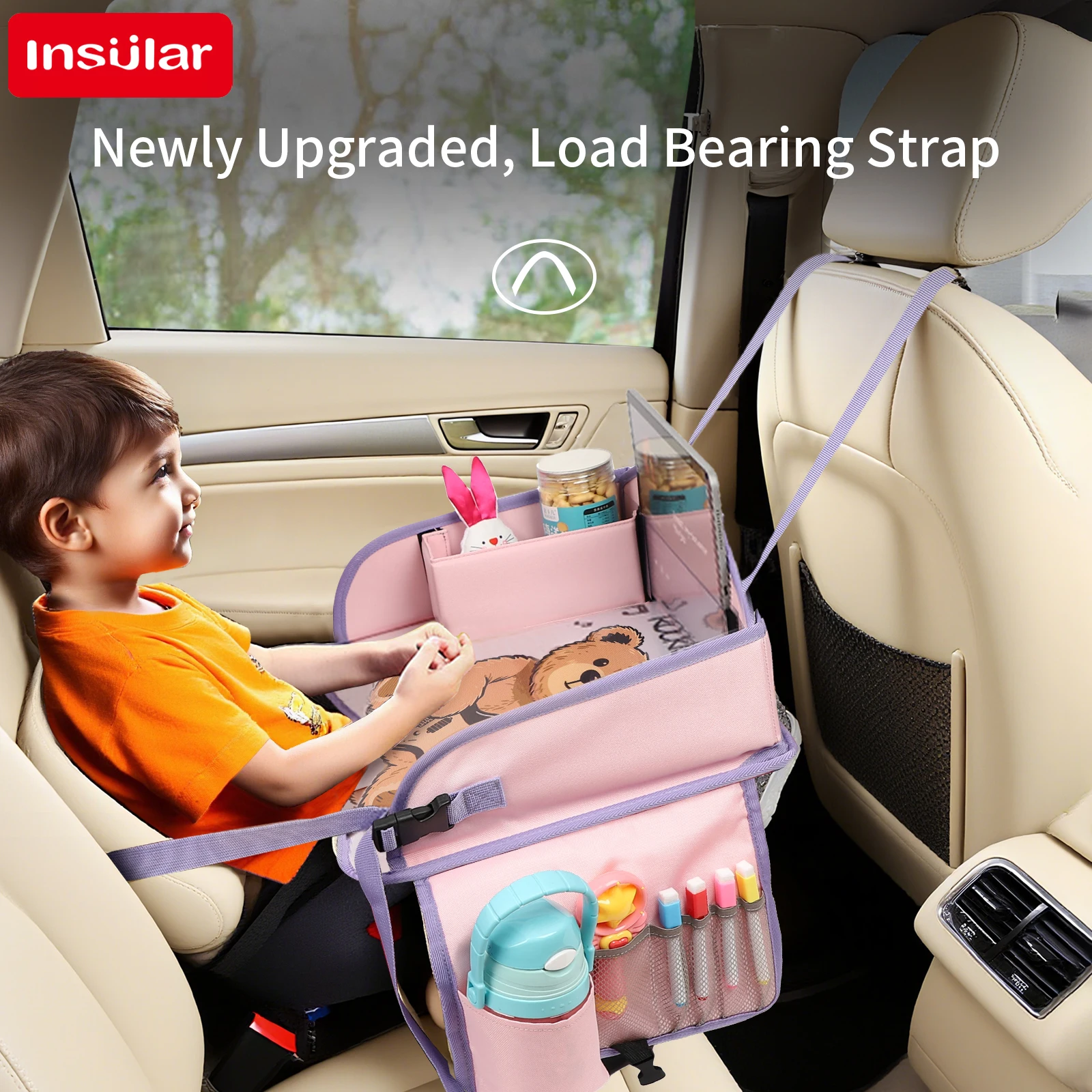 어린이 여행 트레이 수납 포켓 방수 장난감 그림판 휴대용 안전 시트 접이식 테이블 그림판 차량용