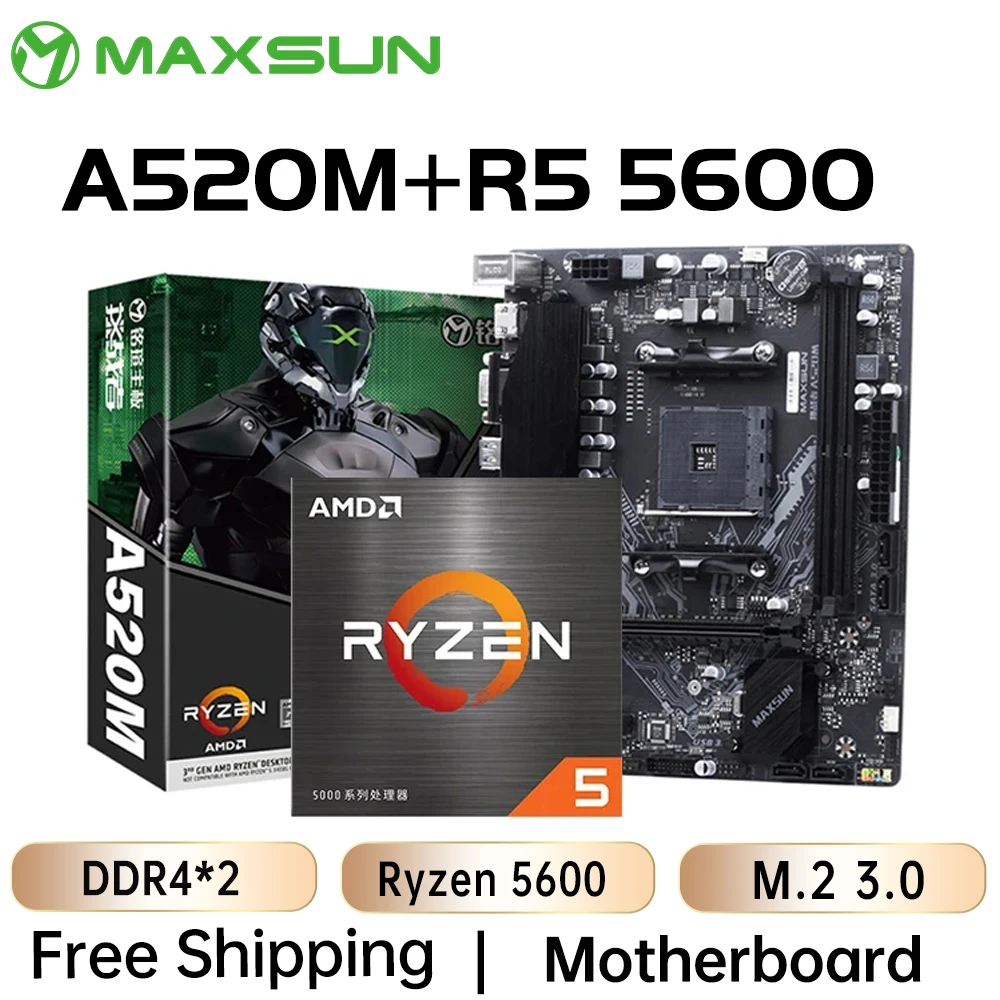 MAXSUN Gaming Motherboard Combo A520M CPU AMD Ryzen 5 5600