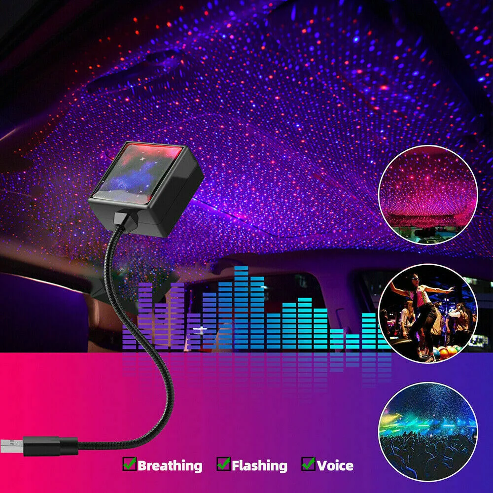 

USB LED car interior atmosphere roof star night light lamp projector lighting lighting car decorative lights