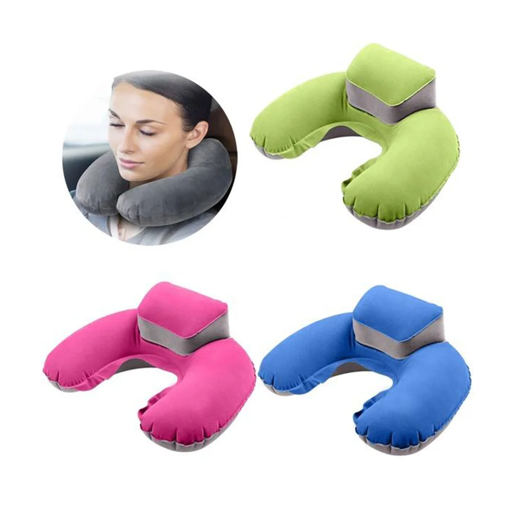 Travel Pillow Blow up Plane Airplane Neck Support Inflatable Hiking U-shaped Grey Airport Car 5